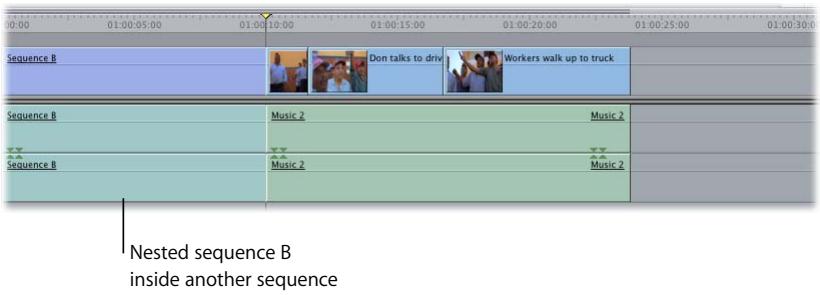 APPLE FINAL CUT PRO 5 - Changing the Duration of a Nested Sequence Ripples Clips After the Nested Sequence - 1