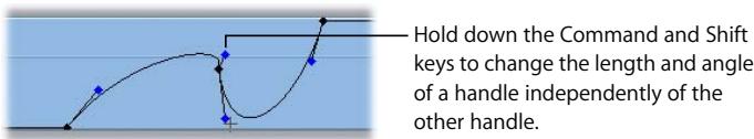 APPLE FINAL CUT PRO 5 - To change the length and the angle of one Bezier handle independently of the other: - 1