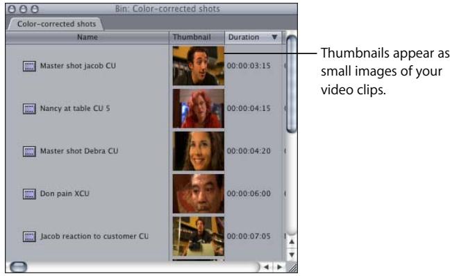 APPLE FINAL CUT PRO 5 - To display thumbnails: - 2