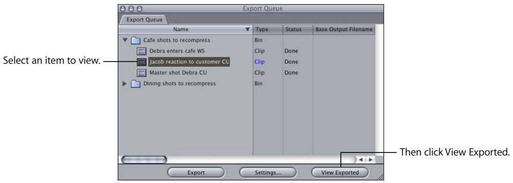 APPLE FINAL CUT PRO 5 - To open batch exported files in the Viewer: - 1