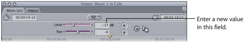 APPLE FINAL CUT PRO 5 - To adjust the volume by entering a numeric value: - 1