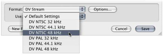 APPLE FINAL CUT PRO 5 - To export a DV Stream file: - 1