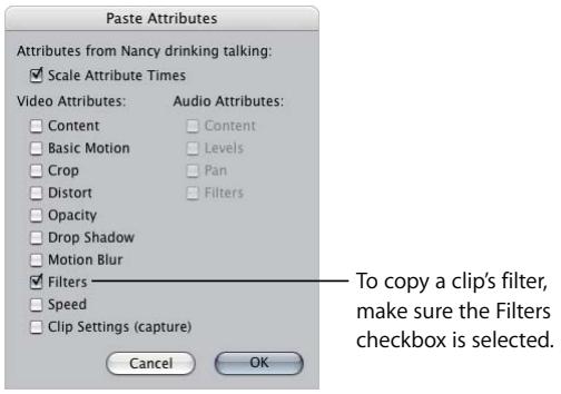 APPLE FINAL CUT PRO 5 - To use the Paste Attributes command to paste filters into a clip: - 1