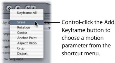 APPLE FINAL CUT PRO 5 - To set a keyframe: - 3