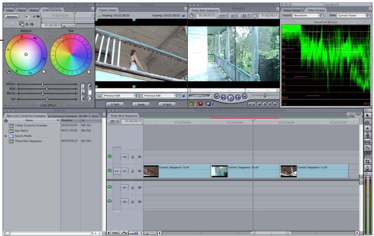 APPLE FINAL CUT PRO 5 - Example: Color Correcting a Three-Shot Sequence for Continuity - 8