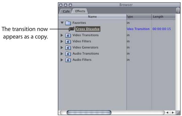 APPLE FINAL CUT PRO 5 - To save a favorite transition, do one of the following: - 1