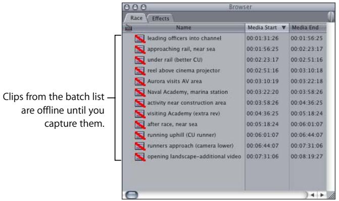 APPLE FINAL CUT PRO 5 - To import a batch list: - 1