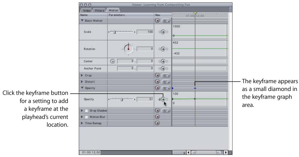 APPLE FINAL CUT PRO 5 - To set a keyframe: - 1
