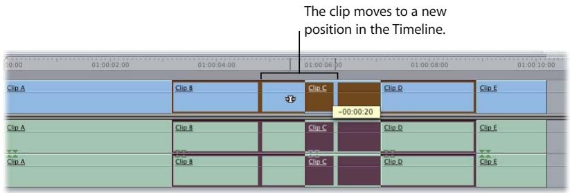 APPLE FINAL CUT PRO 5 - To slide a clip in the Timeline by dragging: - 1