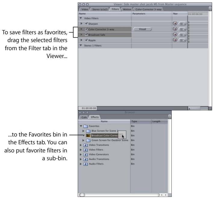 APPLE FINAL CUT PRO 5 - To create a favorite filter from the Filters tab in the Viewer: - 1