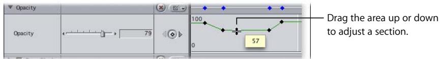 APPLE FINAL CUT PRO 5 - To adjust a parameter value between two keyframes: - 1