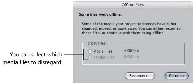 APPLE FINAL CUT PRO 5 - About the Offline Files Dialog - 1