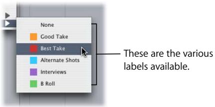 APPLE FINAL CUT PRO 5 - To assign a label to a clip in the Browser, do one of the following: - 1