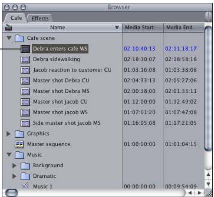 APPLE FINAL CUT PRO 5 - To select a single clip: - 1