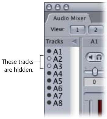 APPLE FINAL CUT PRO 5 - To show or hide individual audio track strips: - 1