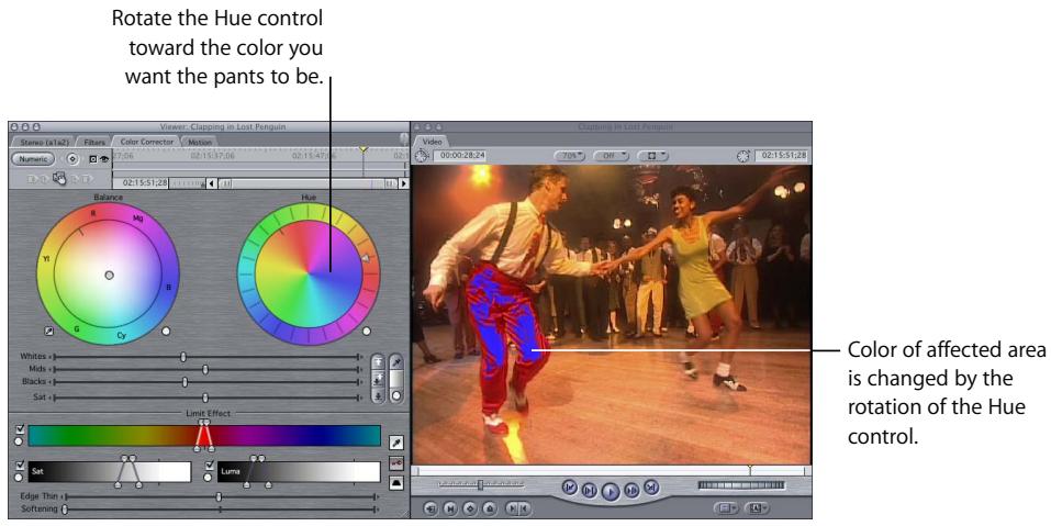 APPLE FINAL CUT PRO 5 - Example: Using the Limit Effect Controls to Change a Specific Color - 5
