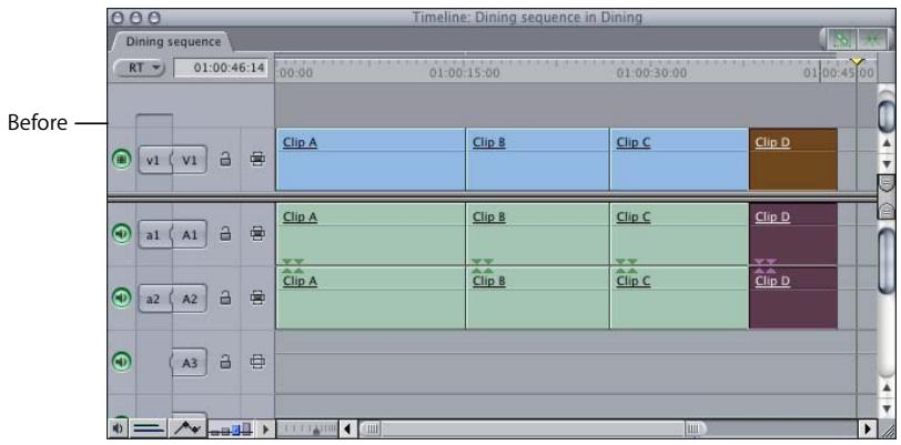 APPLE FINAL CUT PRO 5 - To shuffle a clip item from one position to another: - 1