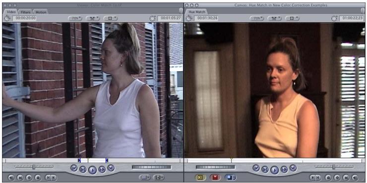 APPLE FINAL CUT PRO 5 - Example: Using the Hue Matching Controls of the Color Corrector 3-Way Filter - 2