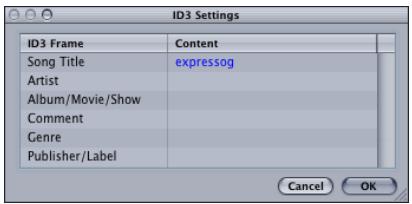 APPLE LOGIC EXPRESS 7 - Write ID 3 Tags/ID3 Settings - 1