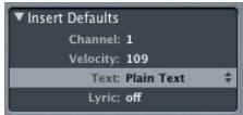 APPLE LOGIC EXPRESS 7 - MIDI Channel and Velocity of Inserted Objects - 1