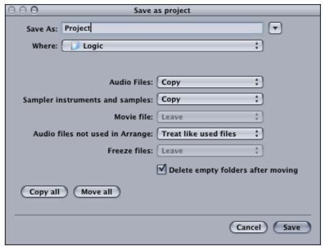 APPLE LOGIC EXPRESS 7 - Saving as Project - 1