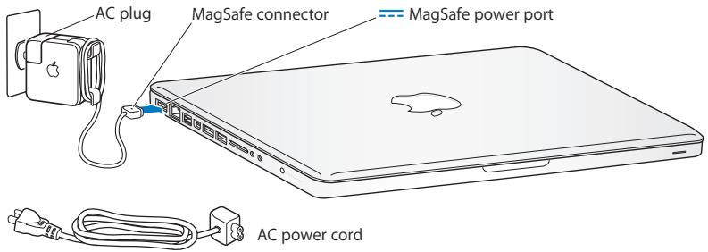 APPLE MACBOOK PRO MB986 - Step 1: Plug in the 85W MagSafe Power Adapter to provide power to the MacBook Pro and charge the battery. - 1