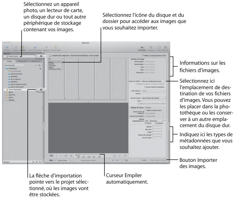 APPLE APERTURE 2 - Pour ouvrir la zone de dialogue d'importation et préparer l'importation des exemples d'images : - 2