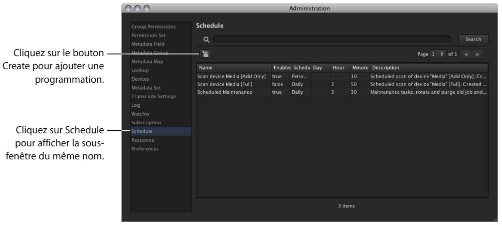 APPLE FINAL CUT SERVER - Sous-fenêtre et fenêtre schedule - 1
