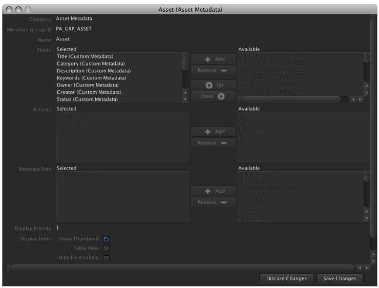 APPLE FINAL CUT SERVER - Réglages relatifs aux groupes de métadonnées - 1