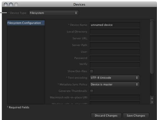 APPLE FINAL CUT SERVER - Pour accéder aux réglages de périphérique filesystem : - 1