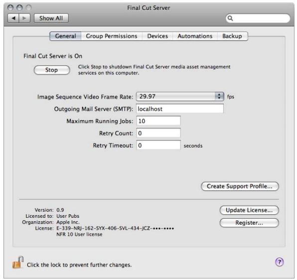 APPLE FINAL CUT SERVER - Préférences système de final cut server - 1
