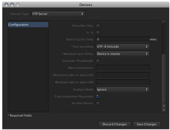 APPLE FINAL CUT SERVER - Pour accéder aux réglages de périphérique FTP server : - 2