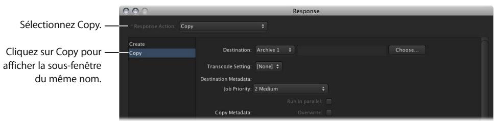 APPLE FINAL CUT SERVER - Pour accéder aux réglages relatifs aux réponses par copie : - 1