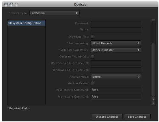 APPLE FINAL CUT SERVER - Pour accéder aux réglages de périphérique filesystem : - 2
