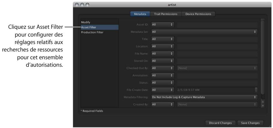 APPLE FINAL CUT SERVER - Réglages relatifs aux métadonnées - 1