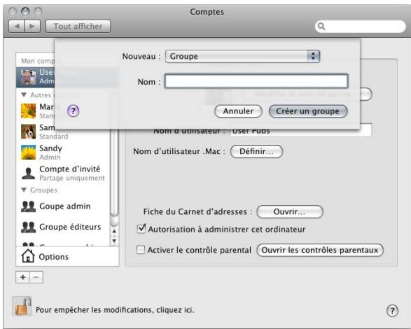 APPLE FINAL CUT SERVER - Pour créer un compte de groupe local : - 1