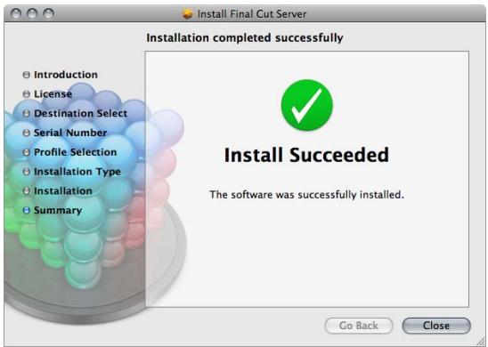 APPLE FINAL CUT SERVER - Démarrage du programme d'installation de final cut server - 6