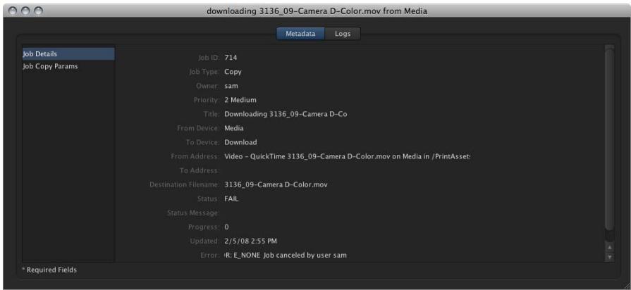 APPLE FINAL CUT SERVER - Pour diagnostiquer un problème à l'aide de la fenêtre search all jobs : - 1