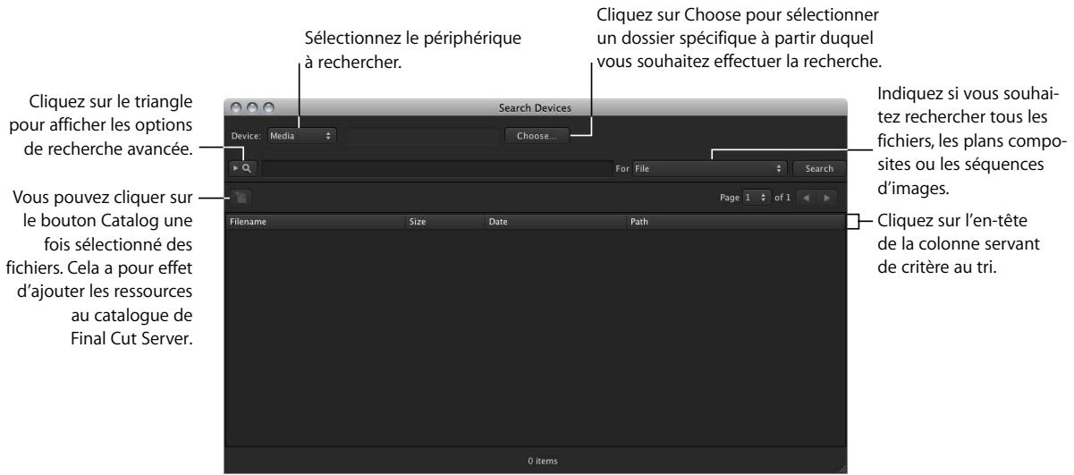 APPLE FINAL CUT SERVER - Pour ouvrir la fenêtre search devices : - 2