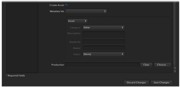 APPLE FINAL CUT SERVER - Réglages de métadonnées relatifs à la destination - 1