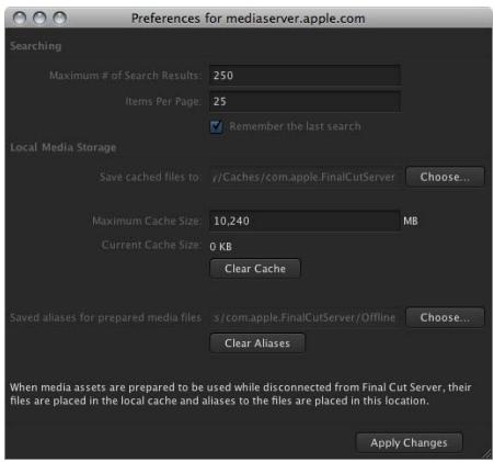 APPLE FINAL CUT SERVER - Réglages des préférences personnalisables - 1