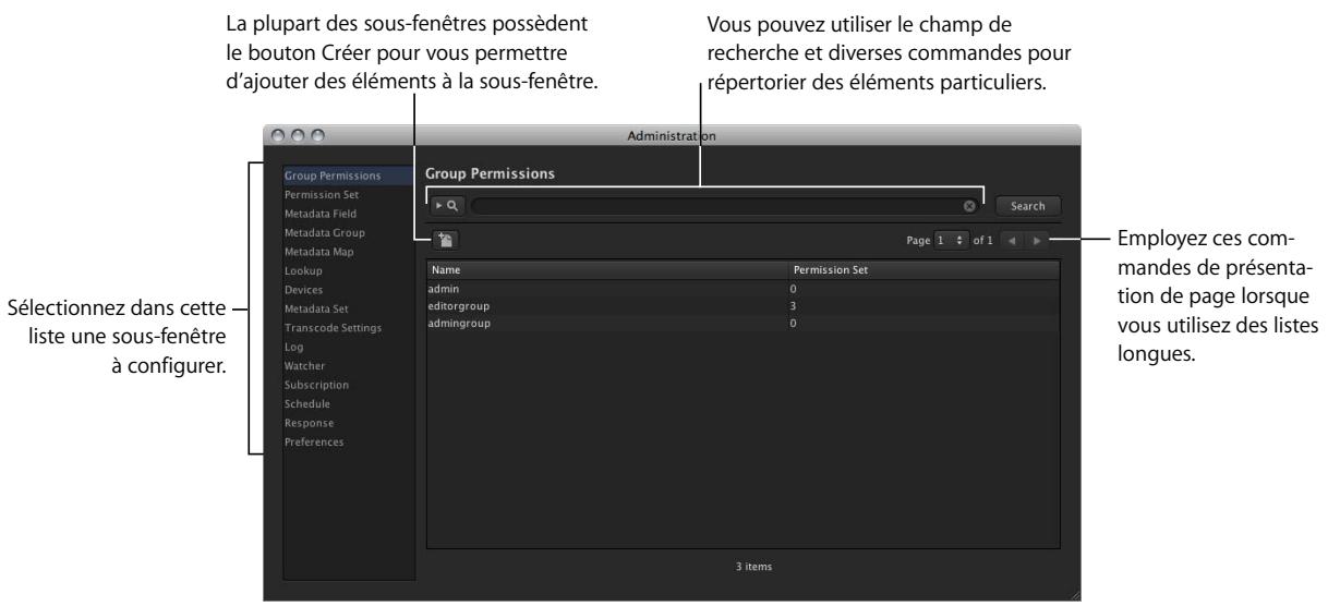 APPLE FINAL CUT SERVER - Utilisation de la fenêtre administration - 1