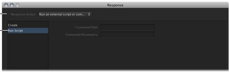 APPLE FINAL CUT SERVER - Pour accéder aux réglages relatifs à l'exécution d'un script externe ou d'une réponse par commandes : - 2
