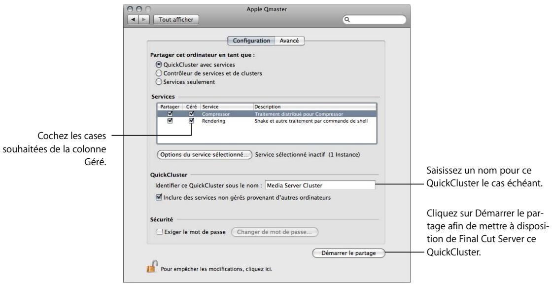 APPLE FINAL CUT SERVER - Pour créer un quickcluster personnalisé : - 1
