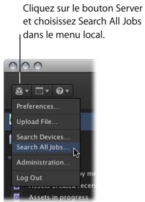 APPLE FINAL CUT SERVER - Ouverture de la fenêtre search all jobs - 1