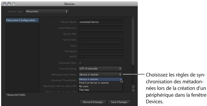 APPLE FINAL CUT SERVER - Règles de synchronisation des métadonnées - 1