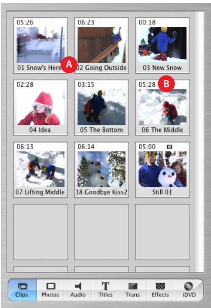 APPLE IMOVIE - Clips Pane - 1