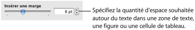 APPLE KEYNOTE - Pour définir l'espacement entre le texte et l'intérieur d'une zone de texte, d'une figure ou d'une cellule de tableau : - 1