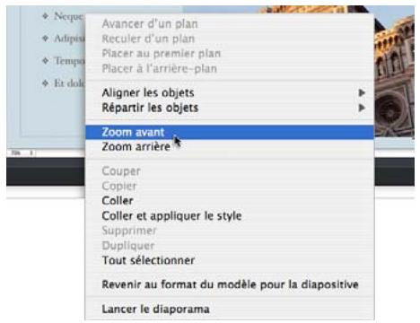 APPLE KEYNOTE - Pour ouvrir un menu local : - 1