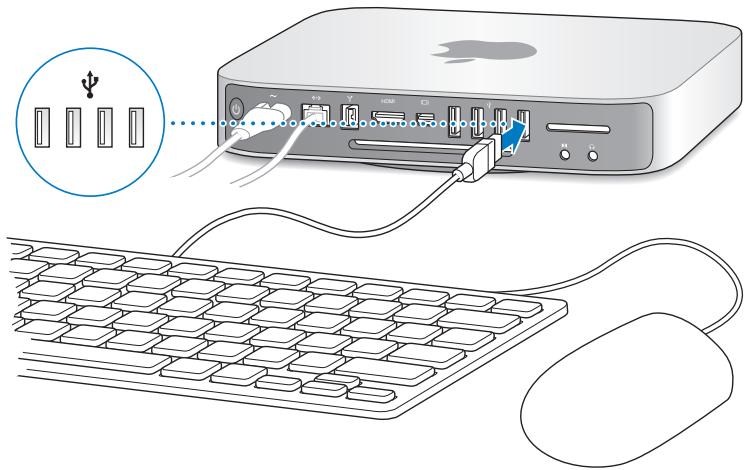 APPLE MAC MINI SERVER - Step 3: Connect the USB cable from your keyboard and mouse. - 1